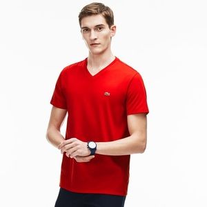 Lacoste Red Pima Cotton T-Shirt, Size 7 (XXL)